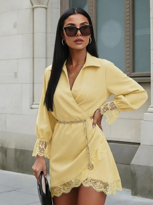 Žlté šaty s čipkou